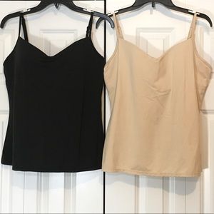New York & Co Intimates Black & Tan Tank/Camisole